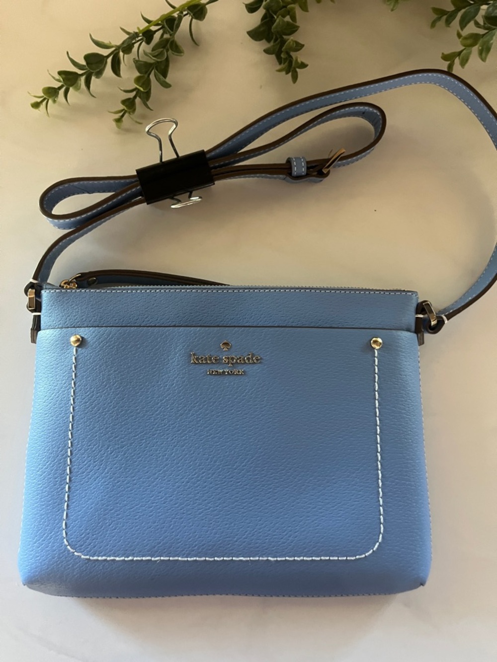 kate spade Light Blue Leather Crossbody Bag
